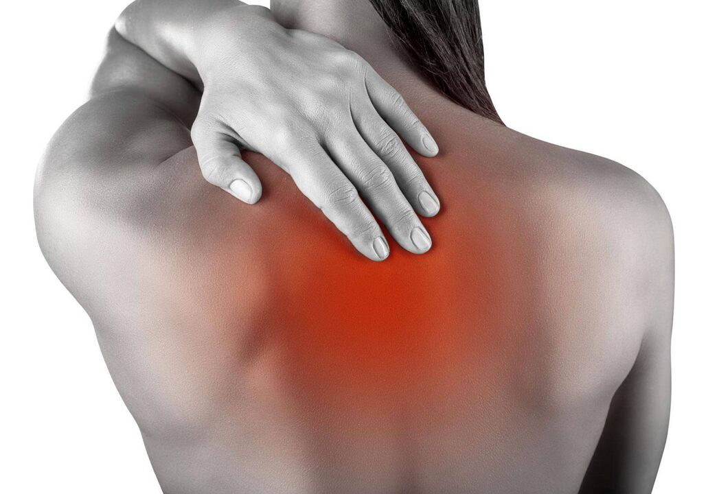 Back pain in the shoulder blade region caused by illness or injury